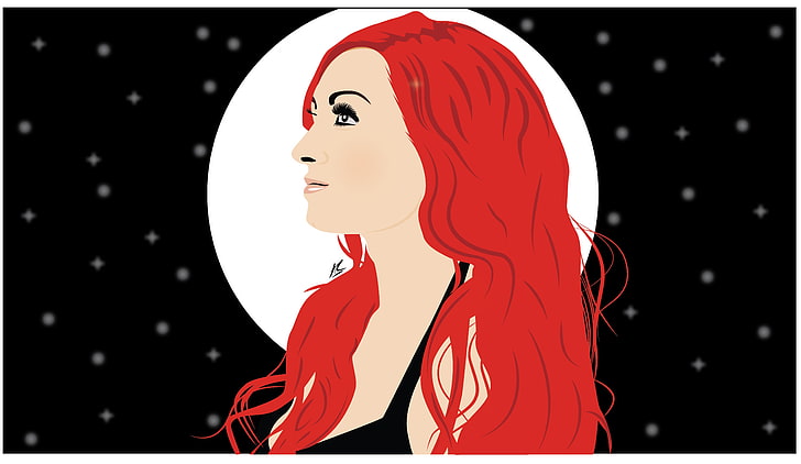 red-haired woman clip art, vector, redhead, black background