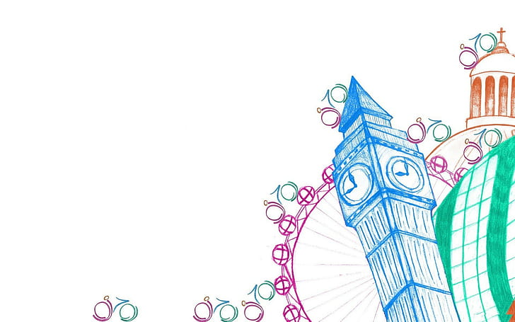 digital art, London, Big Ben, white background, HD wallpaper