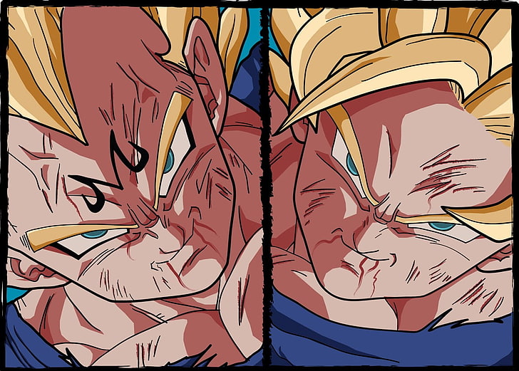 Dragon Ball Vegeta and Son Goku collage, Dragon Ball Z, Super Saiyan, HD wallpaper