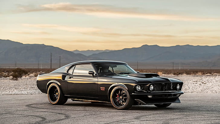 Ford, Ford Mustang Boss 429, Black Car, Muscle Car, Old Car, HD wallpaper