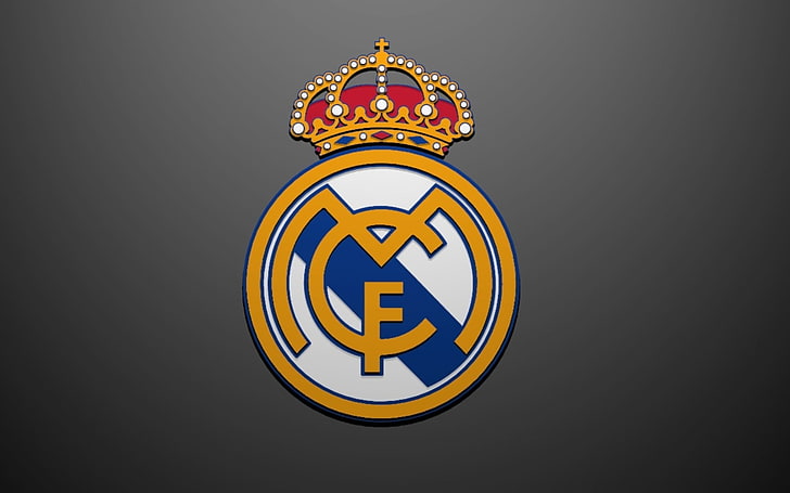 Real Madrid logo, simple background, no people, representation, HD wallpaper