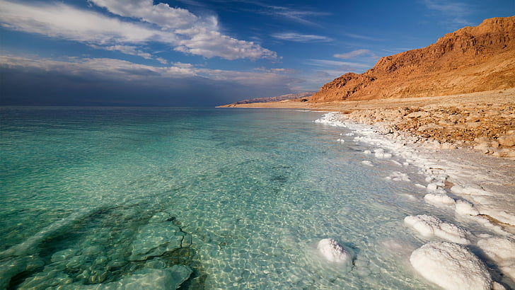 dead sea, coast, salt, jordan, shore, asia, beach, HD wallpaper