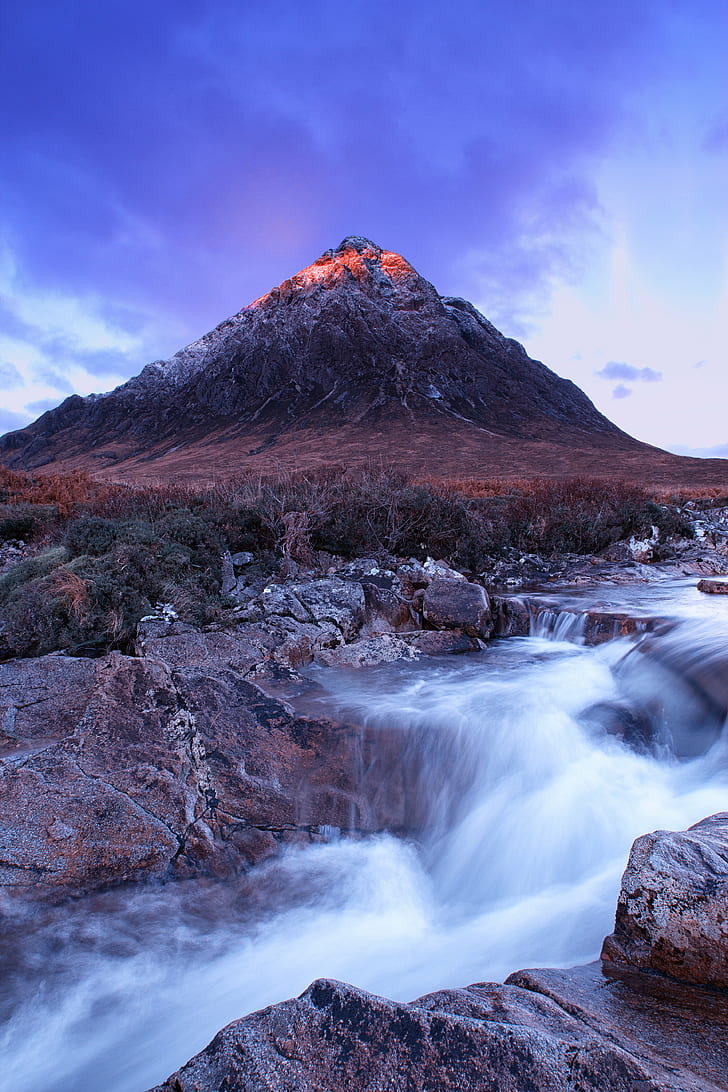 low angled view of active volcano near rippling body of water, scotland, scotland, HD wallpaper
