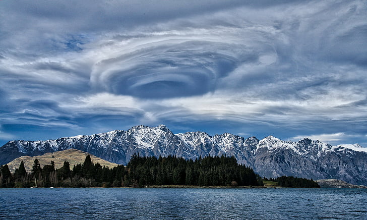 Earth, Storm, Cloud, Lake Wakatipu, Mountain, New Zealand, Vortex