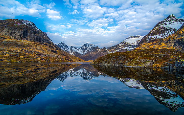 Landscape Nature Mountains Reflection In Water Lofoten Norway Country In Europe Hd Wallpapers For Mobile Phones Tablet And Laptop 3840×2400, HD wallpaper