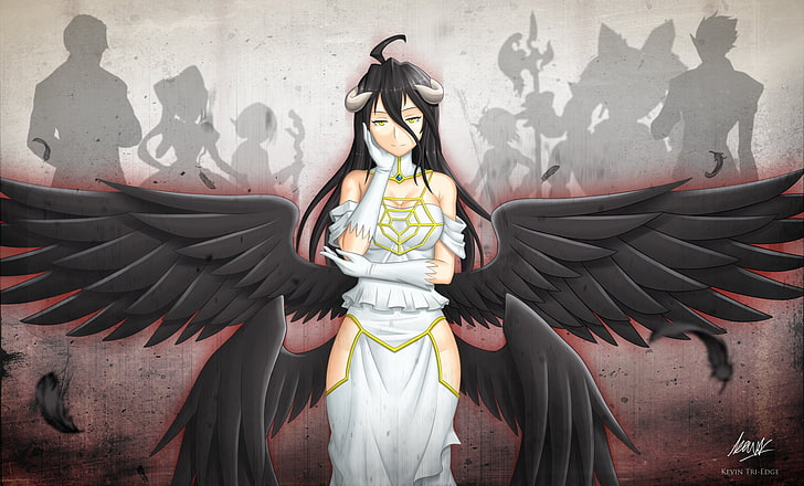 woman with wings digital wallpaper, Anime, Overlord, Albedo (Overlord)