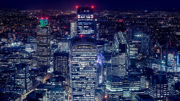 london, europe, united kingdom, city lights, gherkin, sky, downtown, HD wallpaper