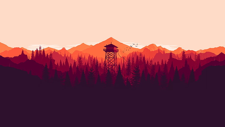 watchtower digital wallpaper, brown tower, Firewatch, video games