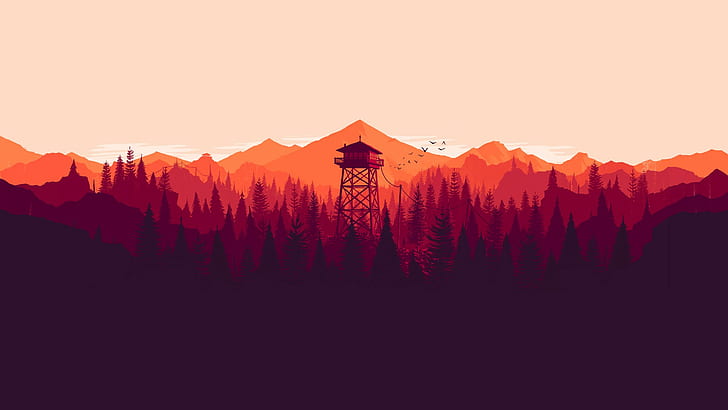 illustration, nature, mountains, tower, artwork, video games