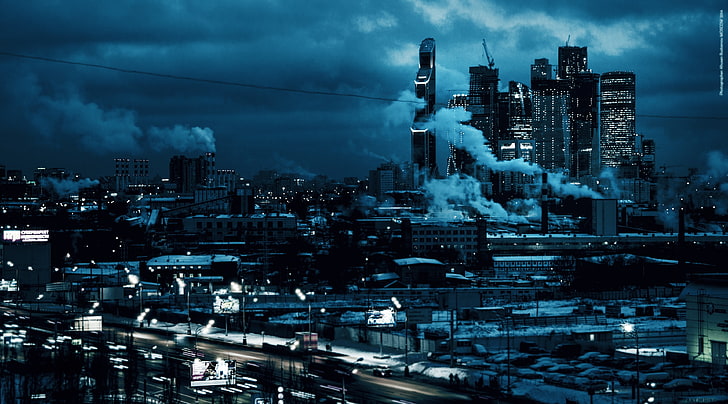 Moscow city 2014 ART.IRBIS Production, black high rise building, HD wallpaper