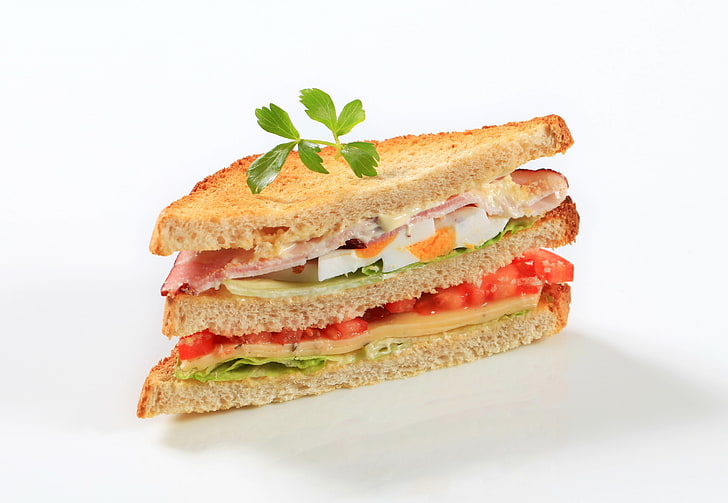 sandwich with egg, meat, bread, delicious, food, tomato, cheese, HD wallpaper