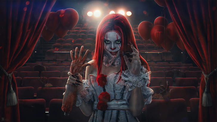 Dark, Clown, Girl, Scary, HD wallpaper