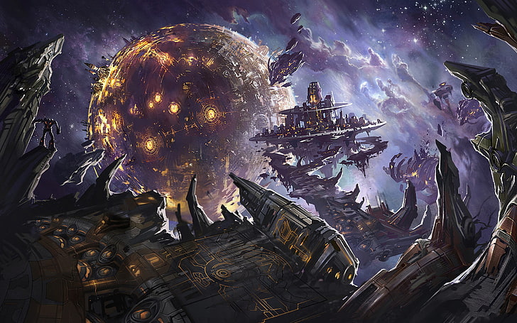 planet digital wallpaper, explosions, robots, Transformers, Battle