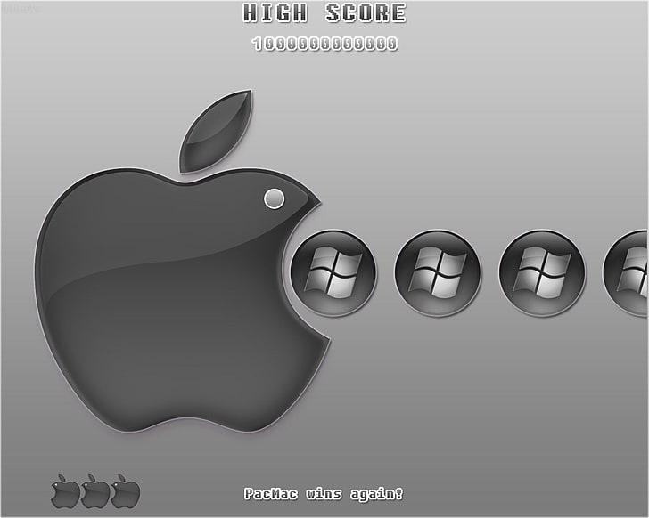 apple inc microsoft windows pacman logos 1280x1024  Technology Apple HD Art