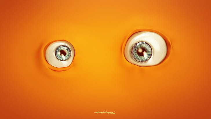 Lacza, eyes, orange, HD wallpaper