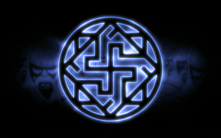 round blue and black logo, the swastika, Russia, Valkyrie, Slavs