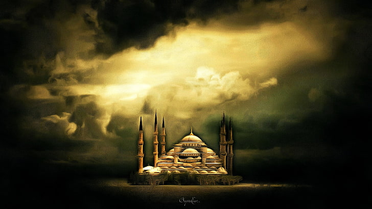 brown mosque digital wallpaper, Hagia Sophia, religion, sky, spirituality, HD wallpaper