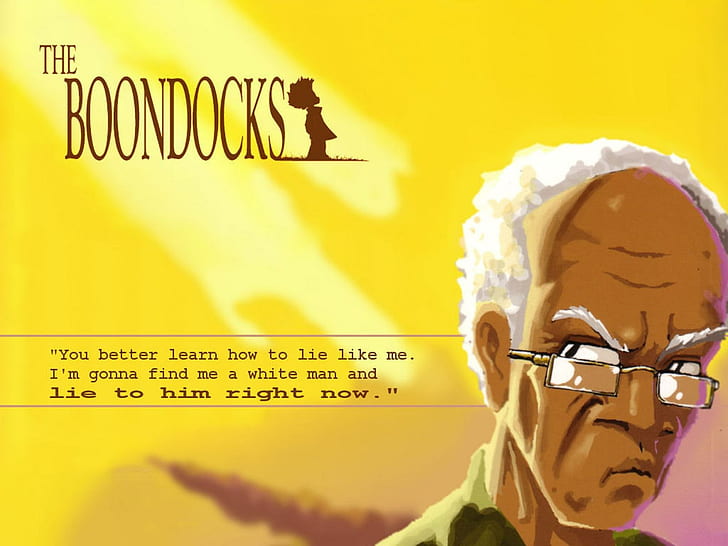 the boondocks, yellow, text, people, communication, wall - building feature, HD wallpaper