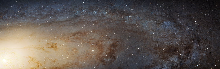 milky way, Andromeda, space, galaxy, stars, closeup, multiple display, HD wallpaper
