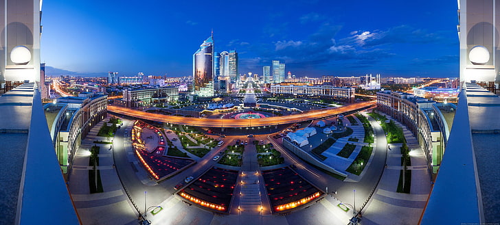 landscape poster, cityscape, Kazakhstan, Astana, building exterior