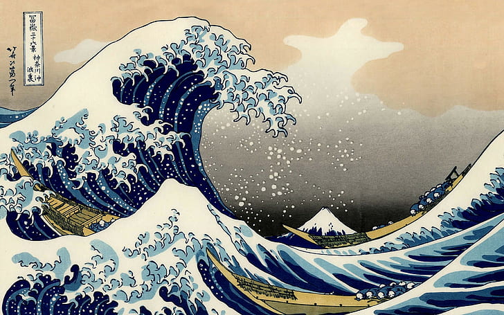 The Great Wave off Kanagawa, artwork, Japan, waves, sea