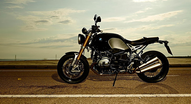 BMW R NineT 2014, black standard motorcycle, Motorcycles, transportation, HD wallpaper