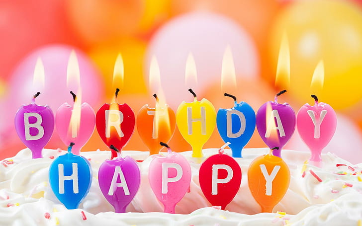 Happy Birthday, Candles, Candlelight, Cake, Dessert HAPPY, HD wallpaper