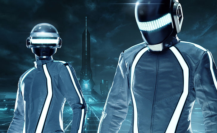 Tron Legacy Daft Punk, two characters wearing helmets digital wallpaper, HD wallpaper