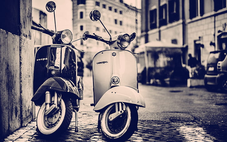An Iconic Vintage Blue Vespa Scooter Parked Old Brick Wall On Background  Stock Photo - Download Image Now - iStock