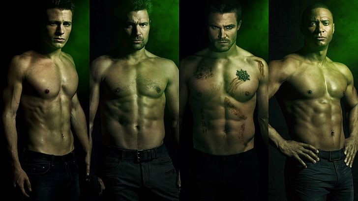 TV Show, Arrow, David Ramsey, Stephen Amell, shirtless, muscular build, HD wallpaper