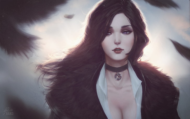 brown-haired woman illustration, fan art, portrait, The Witcher 3: Wild Hunt