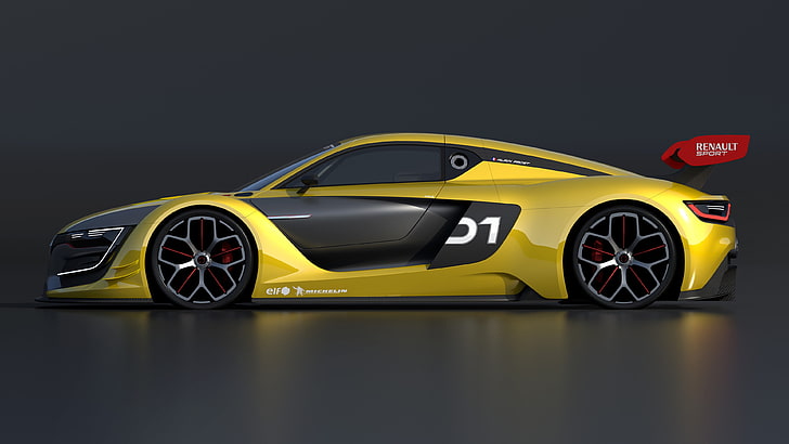 yellow and black sports car, Renault Sport R.S. 01, vehicle, race cars, HD wallpaper