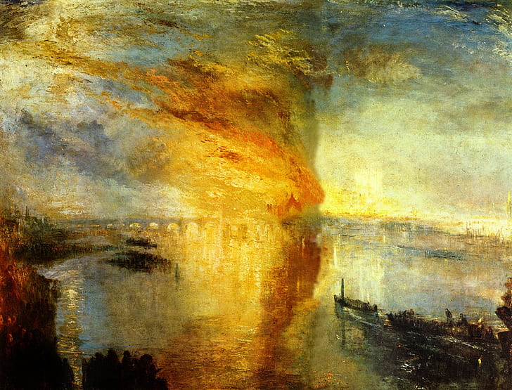 fire, painting, classic art, J. M. W. Turner