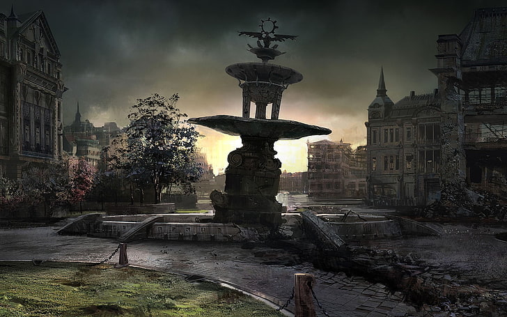 Abandoned City Abandoned Fountain Abandoned Fountain Abstract 3D and CG HD Art
