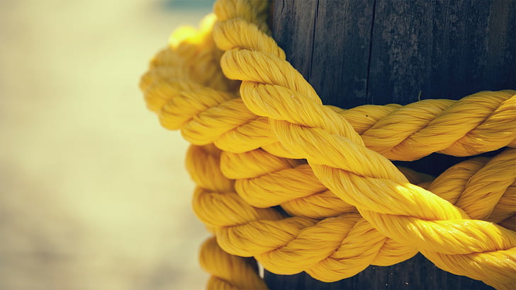 ropes, yellow, close-up, strength, no people, pattern, focus on foreground, HD wallpaper