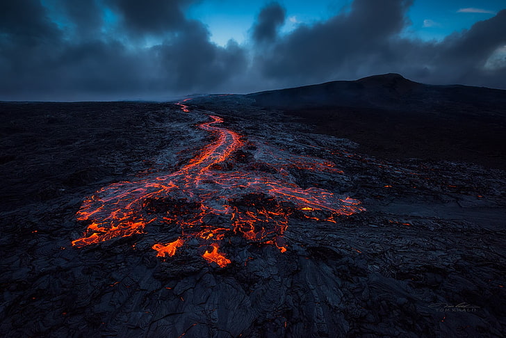 molten lava, nature, volcano, Hawaii, rocks, Tom Kualii, volcanic eruption