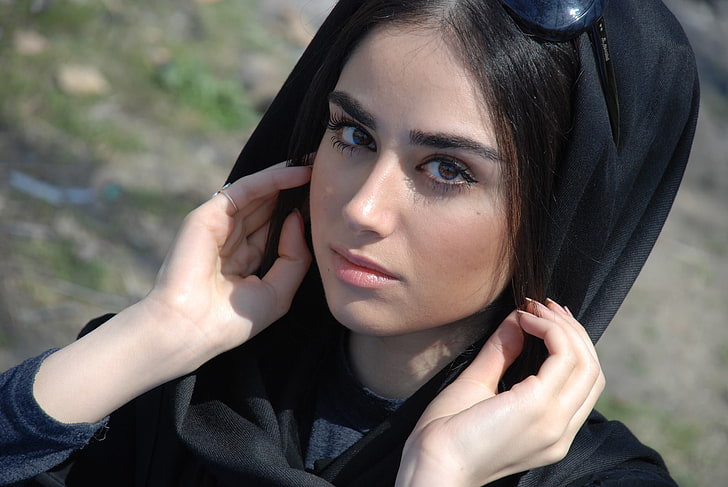 HD wallpaper: women's black hijab headdress, girl, beautiful, ring, face,  hair | Wallpaper Flare