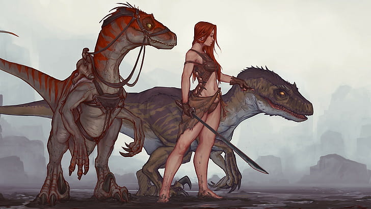 Ark: Survival Evolved, Dinosaurs, Raptor, women