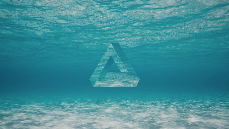 triangle logo, geometry, underwater, Penrose triangle, sea, no people