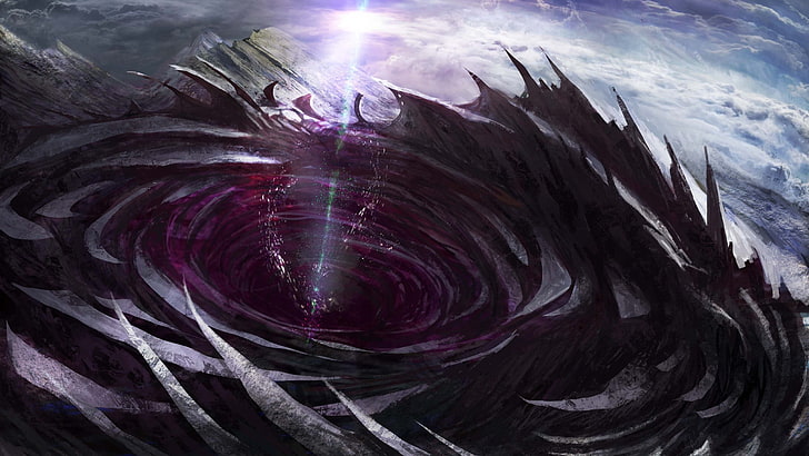 round purple hole digital wallpaper, artwork, wormhole, expanse