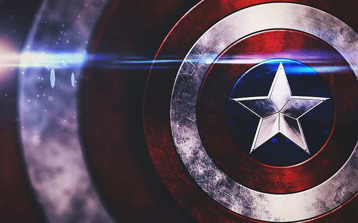 Captain America, stars, Shields, optical flares, HD wallpaper