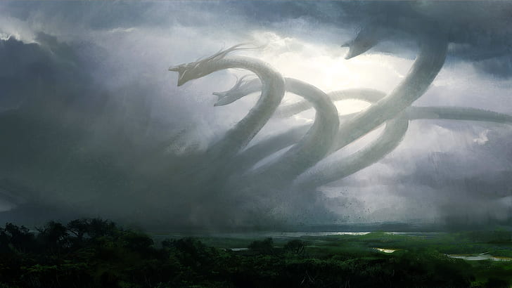 Lernaean Hydra, sky, fantasy art, Magic: The Gathering, creature, HD wallpaper