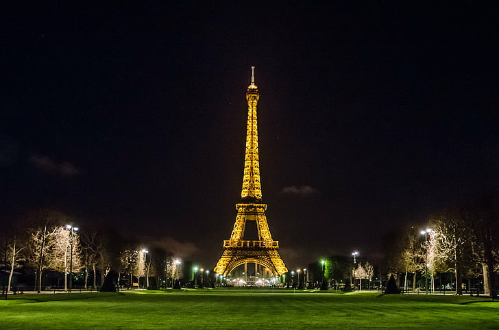 Eiffel Tower, Paris, eiffel tower, photo, at night, Île-de-France, HD wallpaper