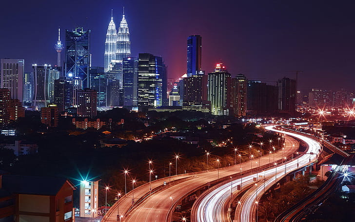 Kuala Lumpur At Night Malaysia Hd Wallpaper For Desktop 1920×1200, HD wallpaper