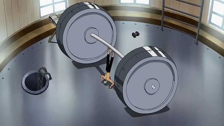 gray and silver barbell, Roronoa Zoro, One Piece, anime, anime boys