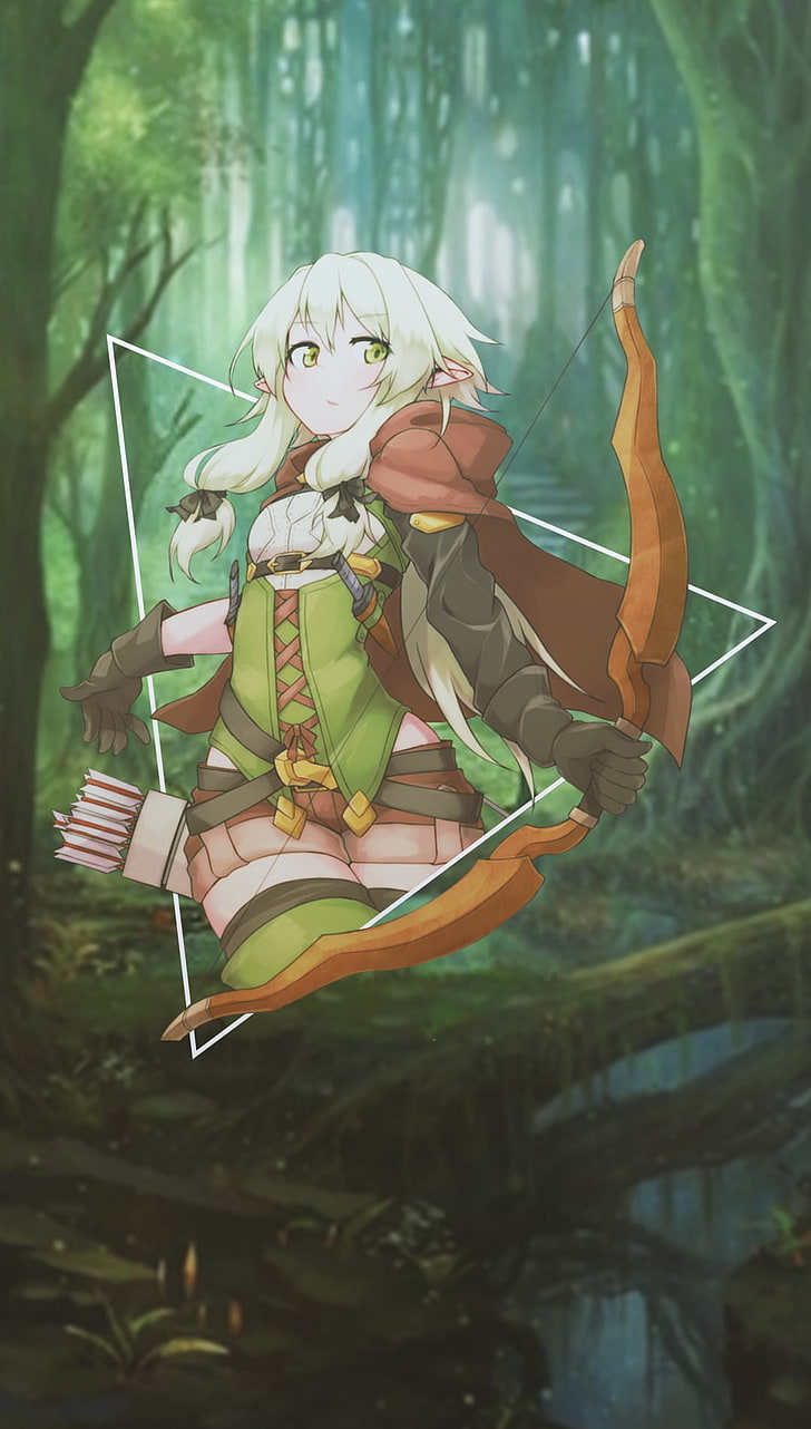 anime, anime girls, picture-in-picture, bow, fantasy girl, forest
