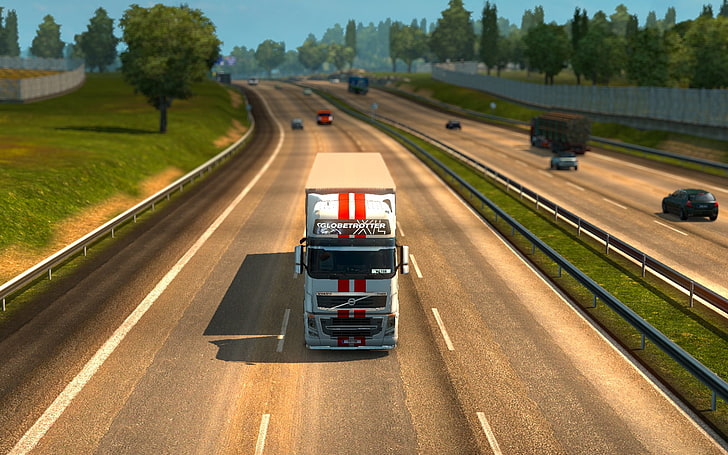 black and gray metal trailer, video games, Euro Truck Simulator 2
