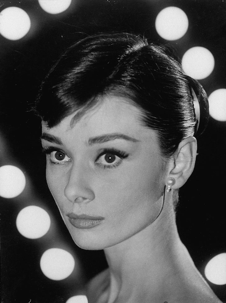 Audrey Hepburn, monochrome, women, actress, portrait, one person, HD wallpaper