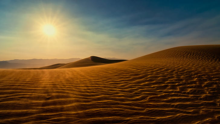 Desert Wind Sun Light Sand Dune HD, nature
