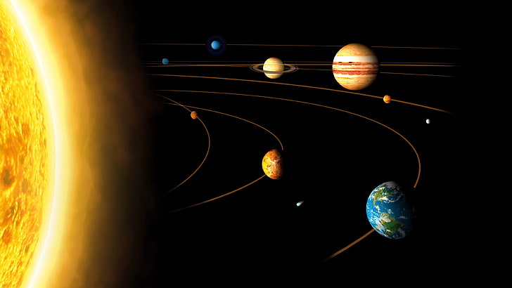 sun, planetary system, planets, space, outer space, earth, solar system, HD wallpaper
